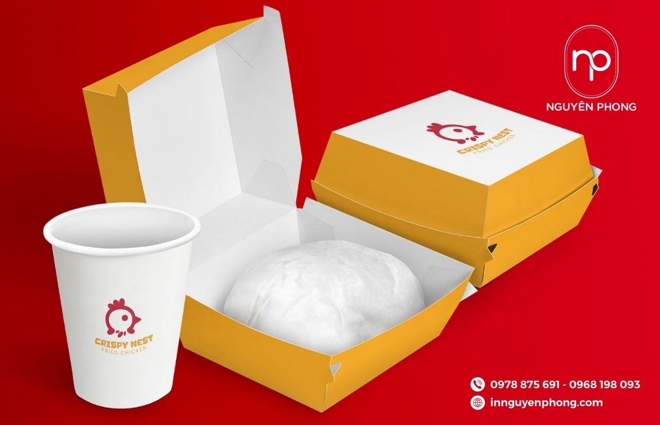 Mẫu hộp giấy nắp gập đựng gà rán